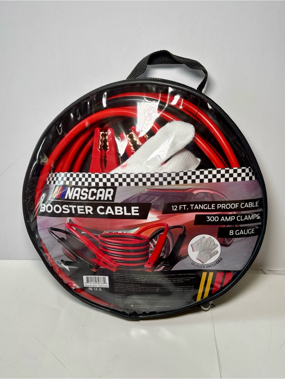 NASCAR Booster Cable 12 Ft 300 Amp 8 Gauge Jumper Cables With Gloves